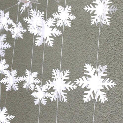 12pcs 3D Snowflake Strings Cardboard Paper Hanging Decorations for Wedding Chris