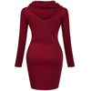 Autumn Winter Three Color Hooded Lace Pocket Sweater Dress Female