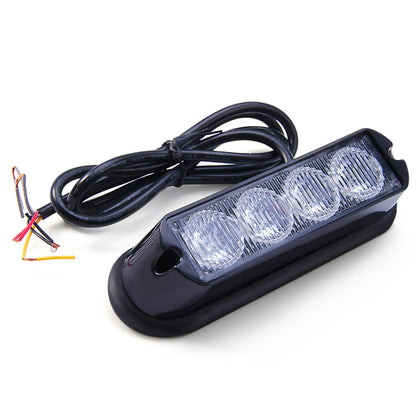 12V 4W Water Resistant Car Truck Emergency Strobe Flash Light with 4 LEDs - Amber White Light