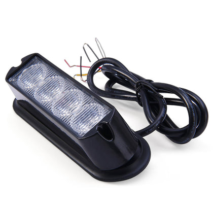 12V 4W Water Resistant Car Truck Emergency Strobe Flash Light with 4 LEDs - Amber White Light