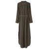 Stylish Turn-Down Collar Long Sleeve Pocket Design High Slit Women's Dress
