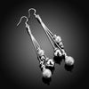 Three - Line Multi - Bead Earrings Silver Drip - Shaped Simple Long Earrings