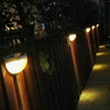 6 LED Super Bright Solar Powered Light Wall Mount Control Outdoor Garden Fence Lamp Quarter Ball Shape  -  WHITE