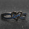 Ladies Fashion Heart Shaped Sapphire Zircon 14K Black Gold Ring