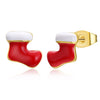 Christmas Oil Dripping Christmas Socks Earrings Plated with Gold