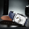 Tevise Rectangle Automatic Luminous Leather Strap Mechanical Watch