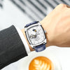 Tevise Rectangle Automatic Luminous Leather Strap Mechanical Watch