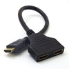 1080P HDMI Male to 2 HDMI Female 1 In 2 Out Splitter Cable Adapter Converter