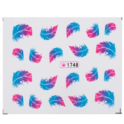 10pcs Stylish Art Tips Feather Water Transfers Nail Sticker for Ladies