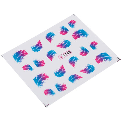 10pcs Stylish Art Tips Feather Water Transfers Nail Sticker for Ladies