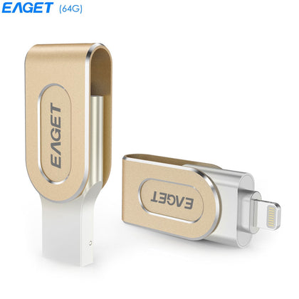 EAGET i80 64GB USB 3.0 Stylish Rotation Metal 8 Pin USB OTG Expansion U Disk for iPhone / iPad