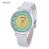 MINGZAN 6202 Women Quartz Watch Stereo Dial Leather Band Daily Water Resistance Female Wristwatch