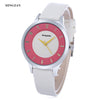 MINGZAN 6202 Women Quartz Watch Stereo Dial Leather Band Daily Water Resistance Female Wristwatch