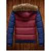 Detachable Faux Fur Hood Zip Up Two Tone Quilted Jacket