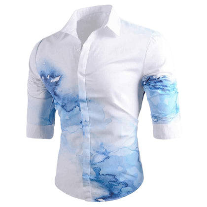 Button Up Tie Dye Long Sleeve Casual Shirt