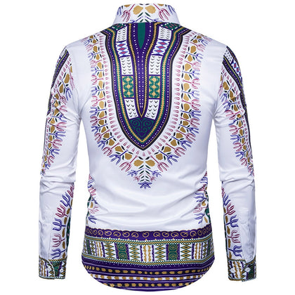 Ethnic Style Dashiki Print Long Sleeve Shirt