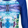 Long Sleeve Abstract Print Two Piece Swimsuit