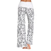 Mid Waist Cat Print Wide-leg Drawstring Women Long Pants