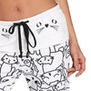 Mid Waist Cat Print Wide-leg Drawstring Women Long Pants