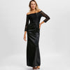 Off The Shoulder Draped Maxi Evening Dress