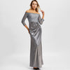 Off The Shoulder Draped Maxi Evening Dress