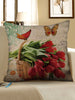 Flowers Print Decorative Linen Pillowcase