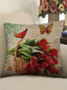 Flowers Print Decorative Linen Pillowcase