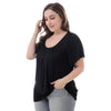 Scoop Neck Short Sleeve Ruched Solid Color Plus Size Women Blouse