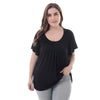 Scoop Neck Short Sleeve Ruched Solid Color Plus Size Women Blouse