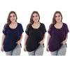 Scoop Neck Short Sleeve Ruched Solid Color Plus Size Women Blouse