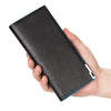 Contrast Color Thin Vertical Two Fold Soft Long Open Wallet for Men