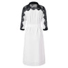 Two Tones Belted Lace Trim Asymmetrical Chiffon Shirtdress