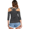 Three Quarter Sleeve Cut Out Back T-shirt