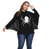 Hooded Collar Long Batwing Sleeve Spider Web Print Halloween Women Hoodie