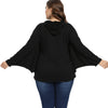 Hooded Collar Long Batwing Sleeve Spider Web Print Halloween Women Hoodie