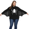 Hooded Collar Long Batwing Sleeve Spider Web Print Halloween Women Hoodie