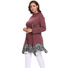 Funnel Collar Long Sleeve Spliced Lace Asymmetric Plus Size Women T-shirt