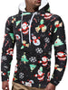 Drawstring Christmas Theme Printed Hoodie