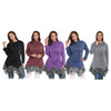 Funnel Collar Long Sleeve Spliced Lace Asymmetric Plus Size Women T-shirt