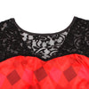 Round Collar Short Sleeve Spliced Lace Christmas Print Plus Size Women Dress