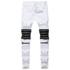 Men Zippers Casual Stretch Slim Fit Jeans Skinny Trousers Denim Pants