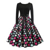 Vintage Long Sleeves Printed Pin Up Dress Women