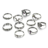 10pcs Women Fashion Ring set Antique Silver Plated Vintage Turquoise Stone Rings