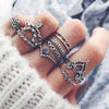 10pcs Women Fashion Ring set Antique Silver Plated Vintage Turquoise Stone Rings