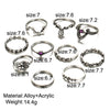 10pcs Women Fashion Ring set Antique Silver Plated Vintage Turquoise Stone Rings