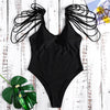 Scoop Neck Backless Padded Strappy Solid Color Women Swimsuit