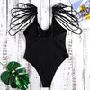 Scoop Neck Backless Padded Strappy Solid Color Women Swimsuit