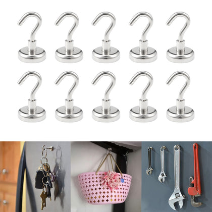 10pcs SNE25L Strong Neodymium Magnet Hook for Indoor Outdoor Hanging