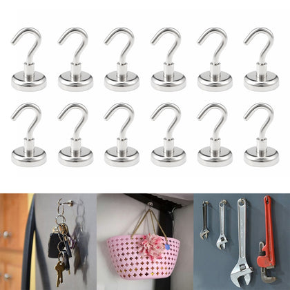 12pcs SNE25L Strong Neodymium Magnet Hook for Indoor Outdoor Hanging