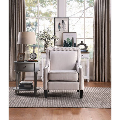 armchair with nailheads and solid wood legs